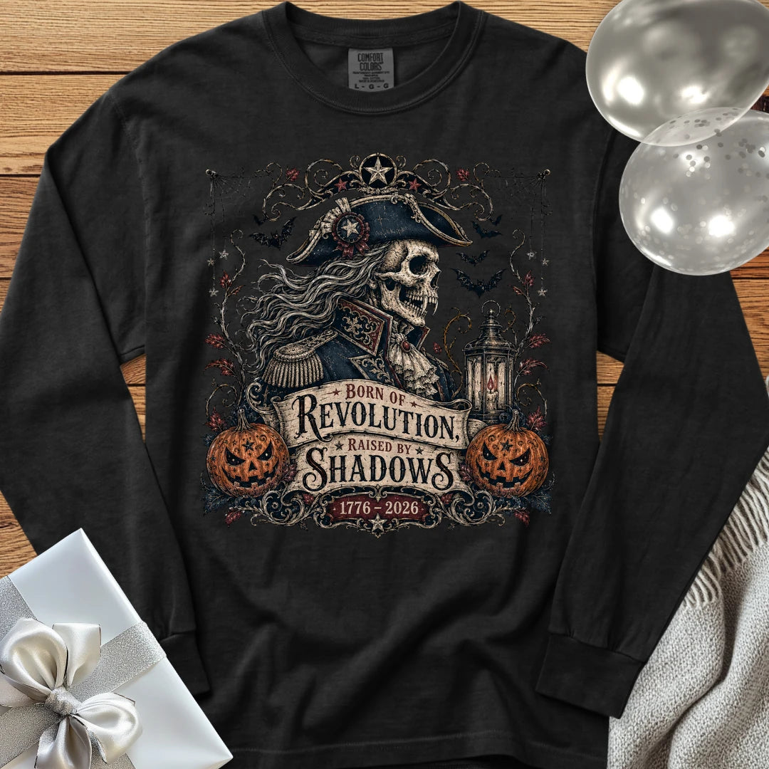 Born of Revolution, Raised by Shadows - Premium Halloween America 250 Long Sleeve T-Shirt - Black