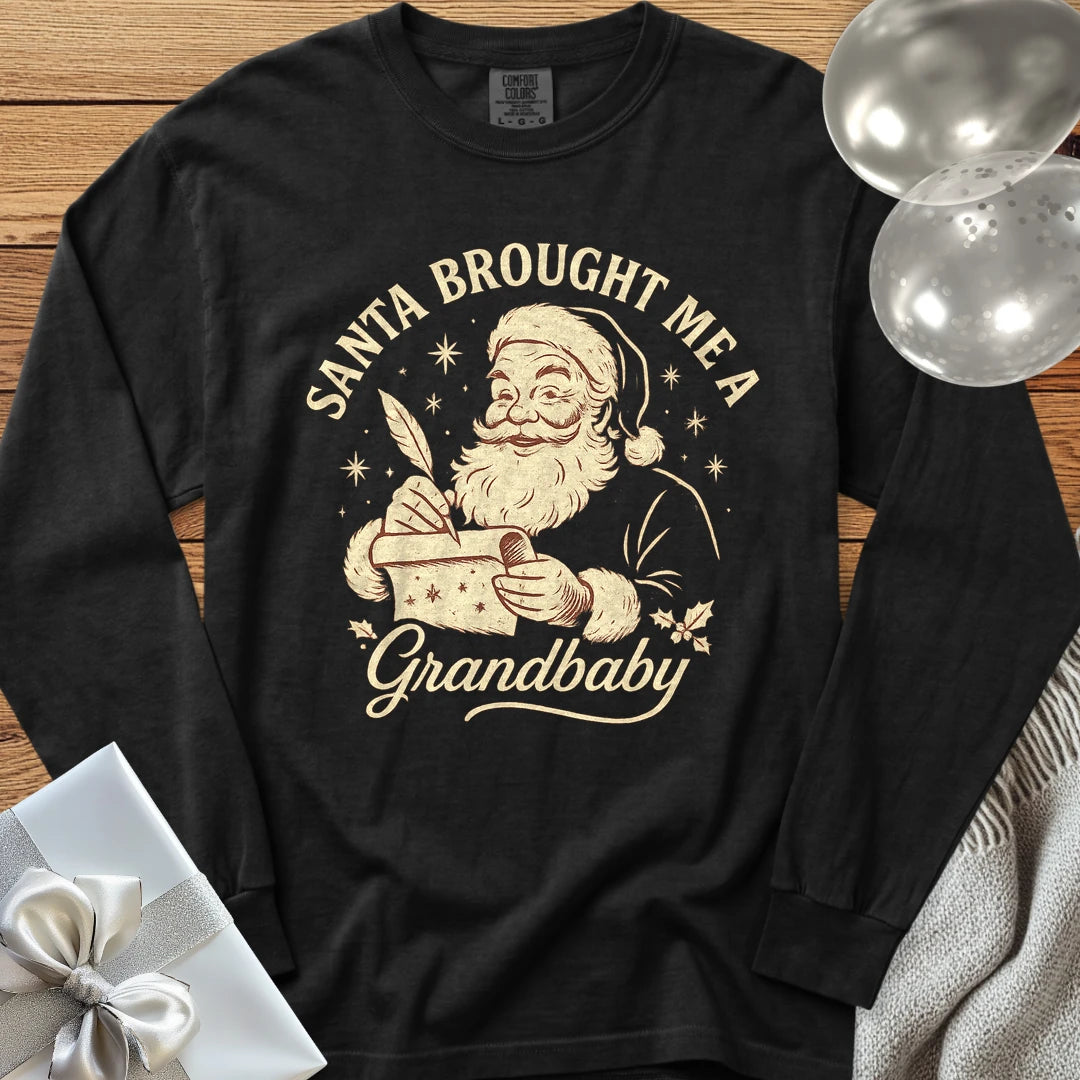 Santa Brought Me a Grandbaby - Premium Christmas Long Sleeve T-Shirt - Black