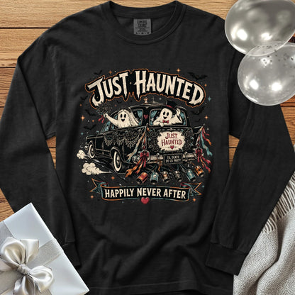Just Haunted - Happily Never After - Premium Halloween Wedding Long Sleeve T-Shirt - Black