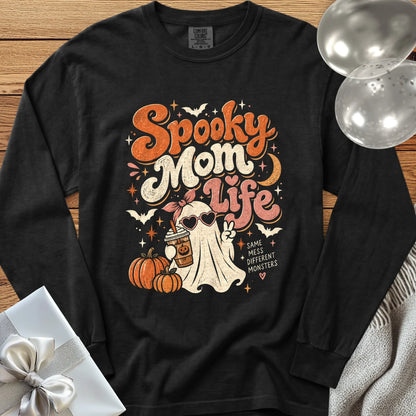 Spooky Mom Life - Premium Halloween Parenting Long Sleeve T-Shirt - Black