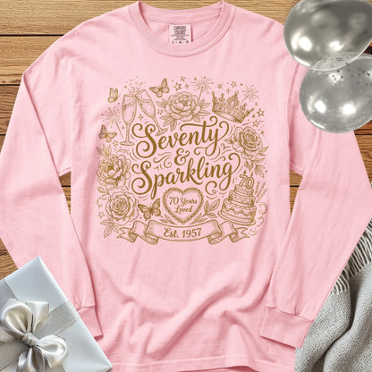 Seventy & Sparkling, Est. 1957 - Premium 70th Birthday Long Sleeve T-Shirt - Blossom