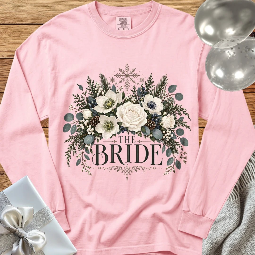 Bride - Premium Winter Bouquet Wedding Long Sleeve T-Shirt - Blossom