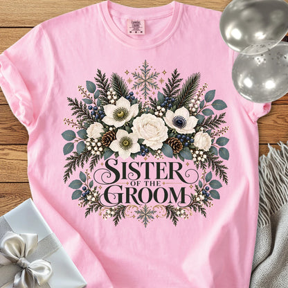 Sister of the Groom - Premium Winter Bouquet Wedding T-Shirt - Blossom