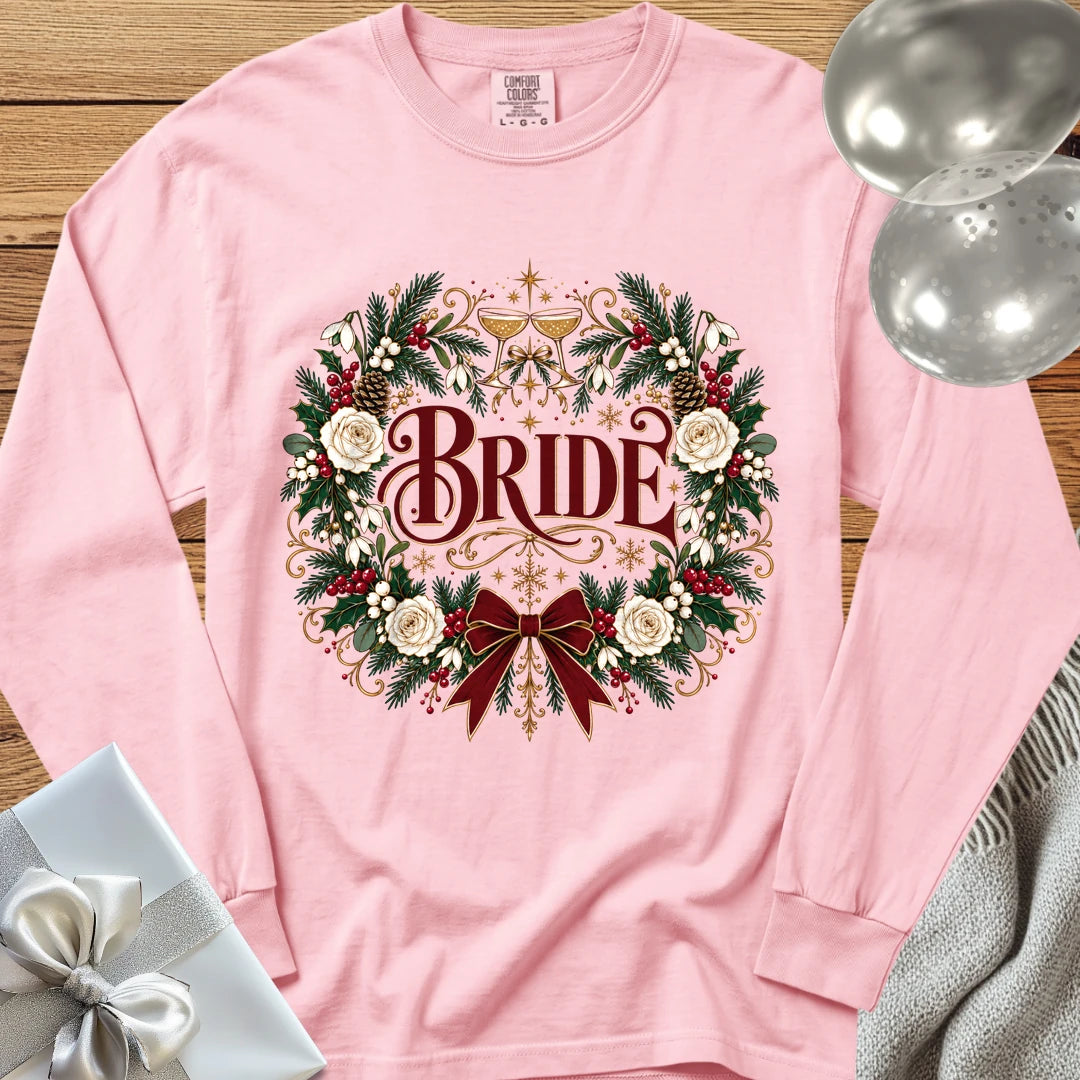 Bride - Premium Winter Crest Wedding Long Sleeve T-Shirt - Blossom