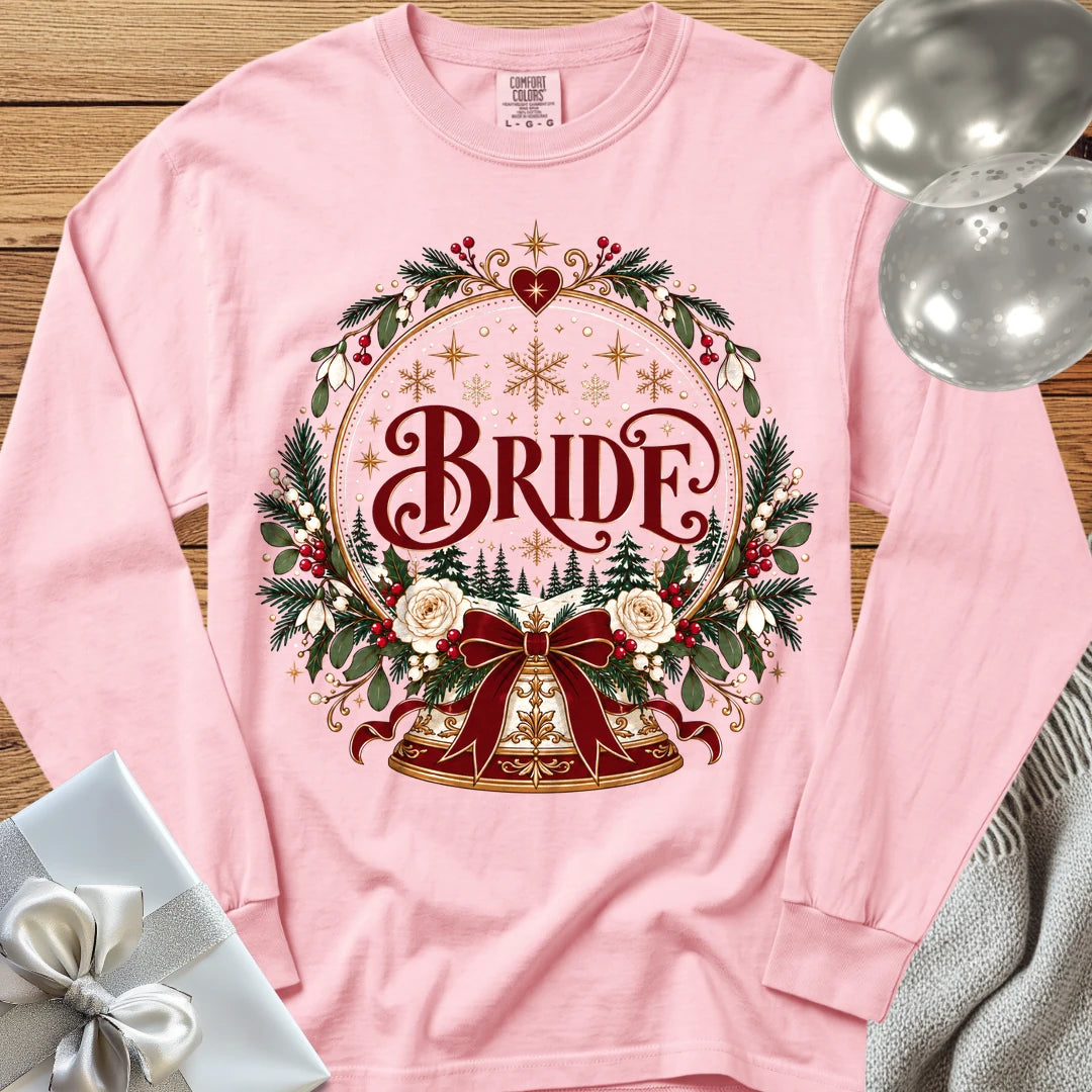 Bride - Premium Snowglobe Wedding Long Sleeve T-Shirt - Blossom
