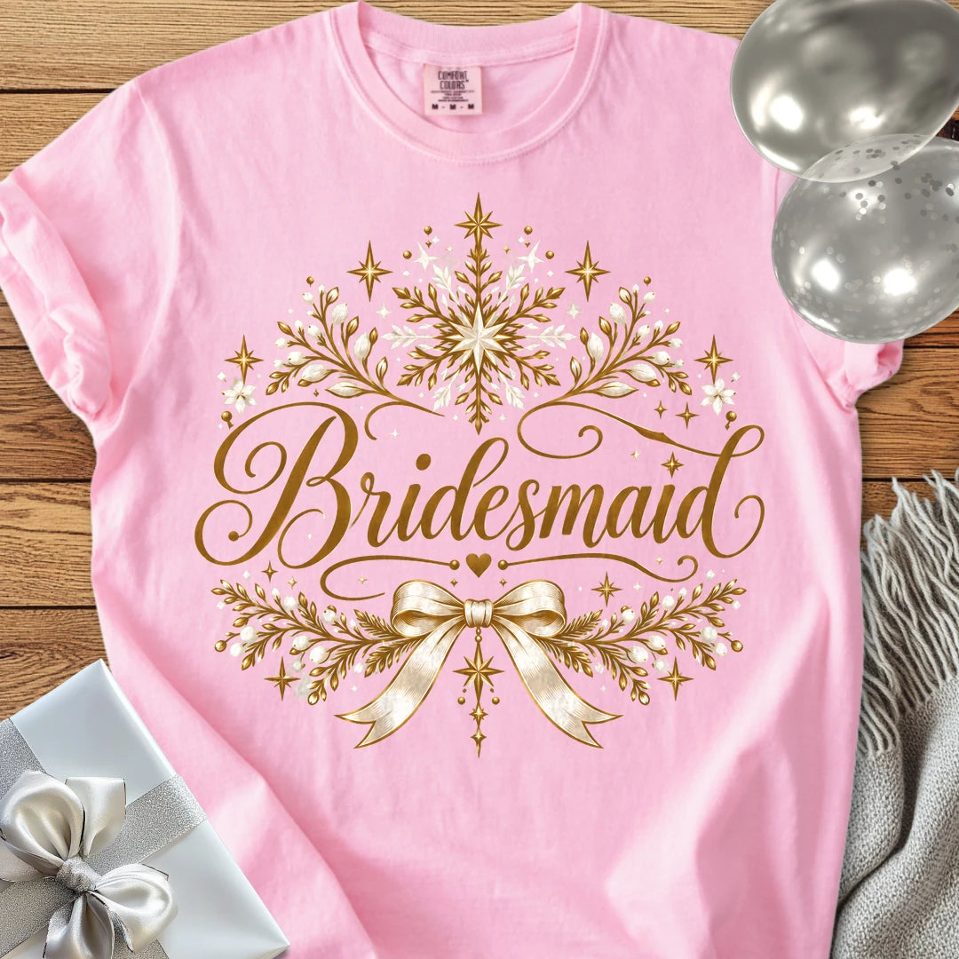 Bridesmaid - Premium Winter Sparkle Wedding T-Shirt - Blossom