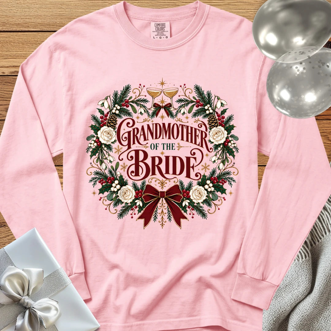 Grandmother of the Bride - Premium Winter Crest Wedding Long Sleeve T-Shirt - Blossom