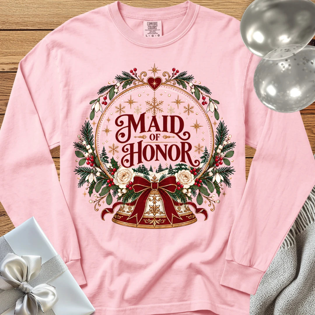 Maid of Honor - Premium Snowglobe Wedding Long Sleeve T-Shirt - Blossom