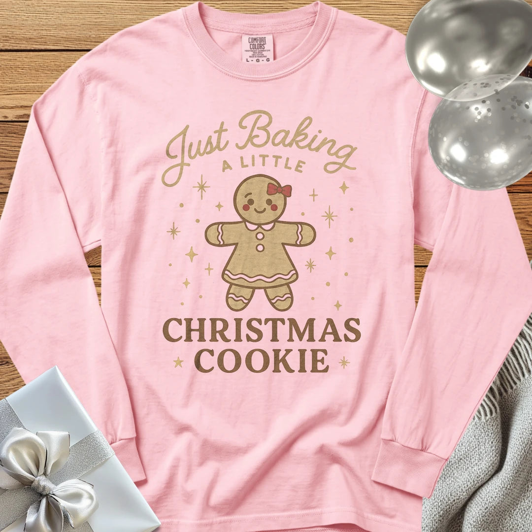 Just Baking a Little Christmas Cookie - Premium Christmas Pregnancy Long Sleeve T-Shirt - Blossom