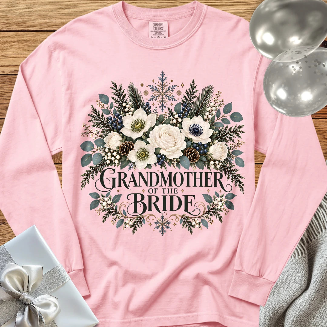 Grandmother of the Bride - Premium Winter Bouquet Wedding Long Sleeve T-Shirt - Blossom
