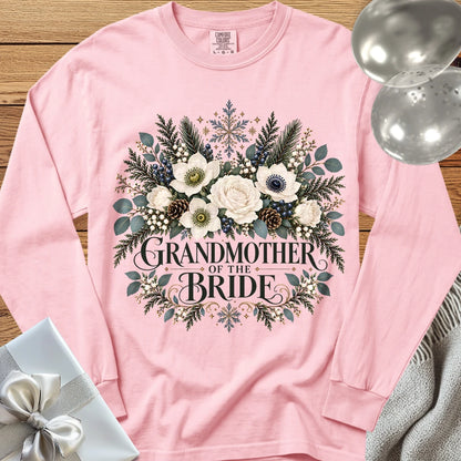 Grandmother of the Bride - Premium Winter Bouquet Wedding Long Sleeve T-Shirt - Blossom
