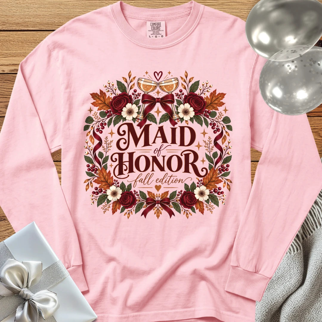 Maid of Honor, Fall Edition - Premium Wedding Long Sleeve T-Shirt - Blossom