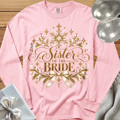 Sister of the Bride - Premium Winter Sparkle Wedding Long Sleeve T-Shirt - Blossom