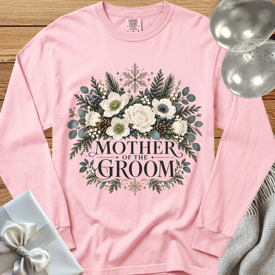 Mother of the Groom - Premium Winter Bouquet Wedding Long Sleeve T-Shirt - Blossom