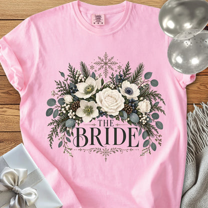 Bride - Premium Winter Bouquet Wedding T-Shirt - Blossom