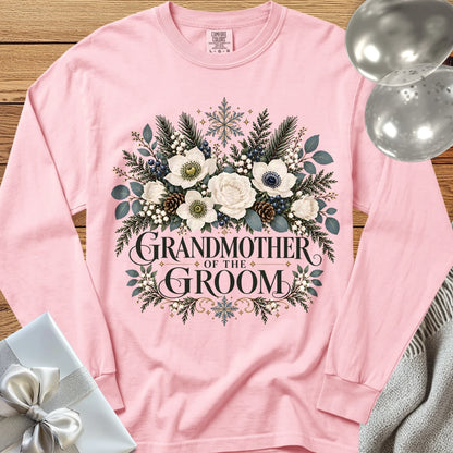 Grandmother of the Groom - Premium Winter Bouquet Wedding Long Sleeve T-Shirt - Blossom