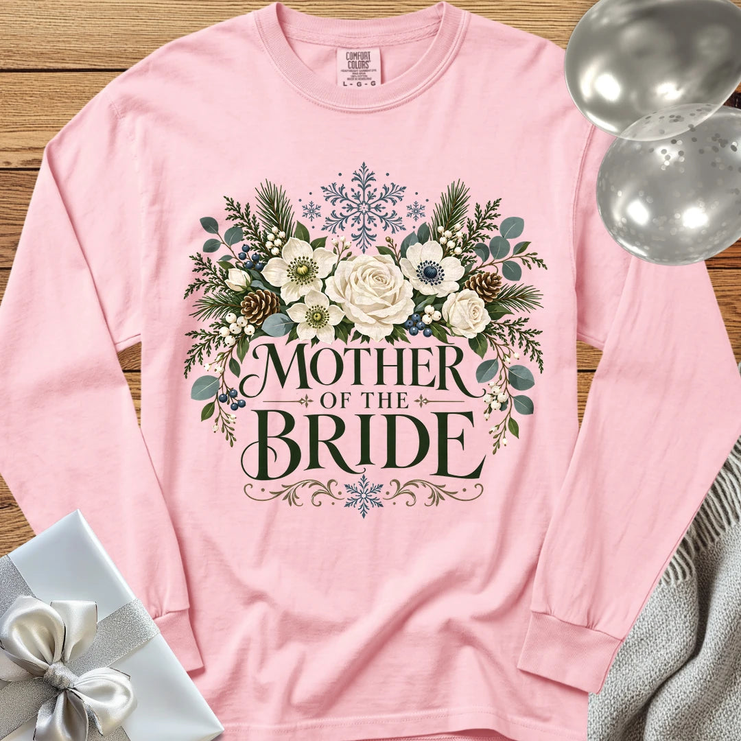Mother of the Bride - Premium Winter Bouquet Wedding Long Sleeve T-Shirt - Blossom
