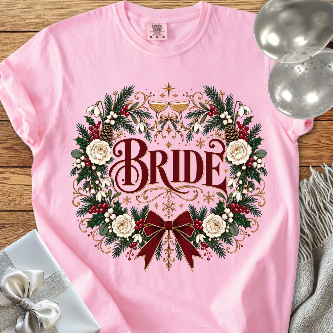 Bride - Premium Winter Crest Wedding T-Shirt - Blossom