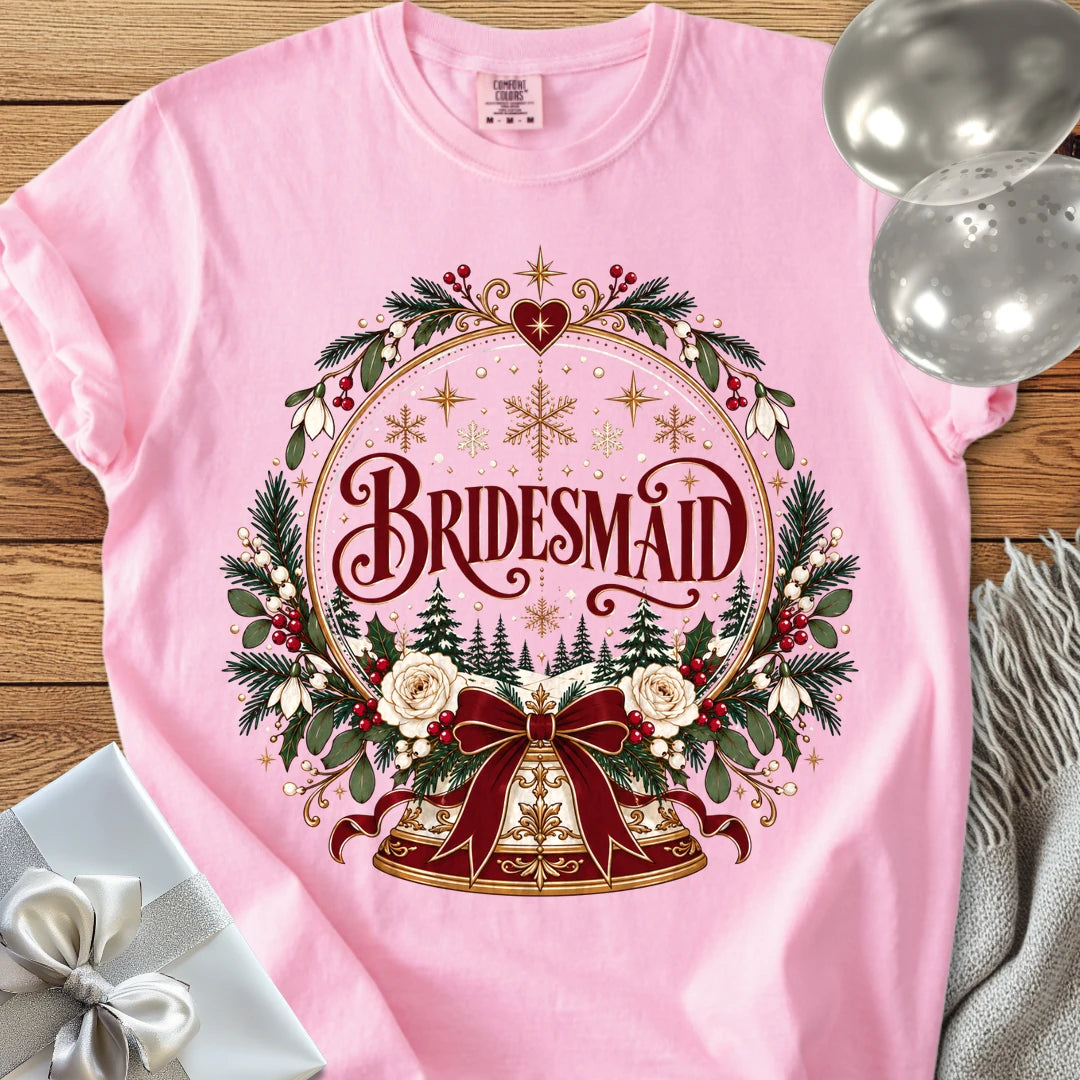 Bridesmaid - Premium Snowglobe Wedding T-Shirt - Blossom