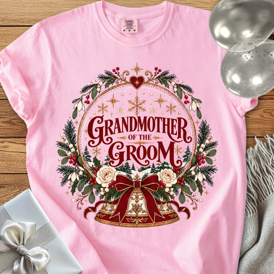 Grandmother of the Groom - Premium Snowglobe Wedding T-Shirt - Blossom