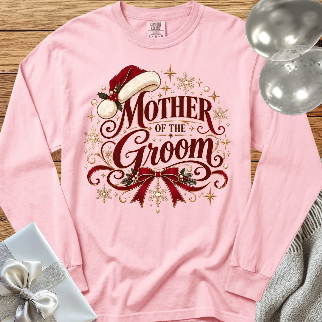 Mother of the Groom - Premium Christmas Long Sleeve Wedding T-Shirt - Blossom