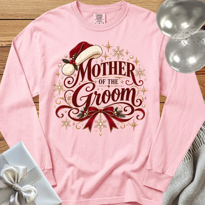 Mother of the Groom - Premium Christmas Long Sleeve Wedding T-Shirt - Blossom
