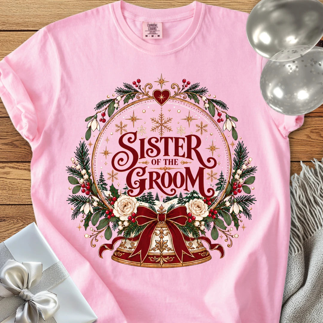 Sister of the Groom - Premium Snowglobe Wedding T-Shirt - Blossom