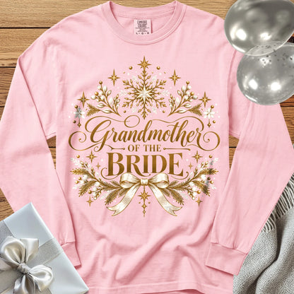 Grandmother of the Bride - Premium Winter Sparkle Wedding Long Sleeve T-Shirt - Blossom