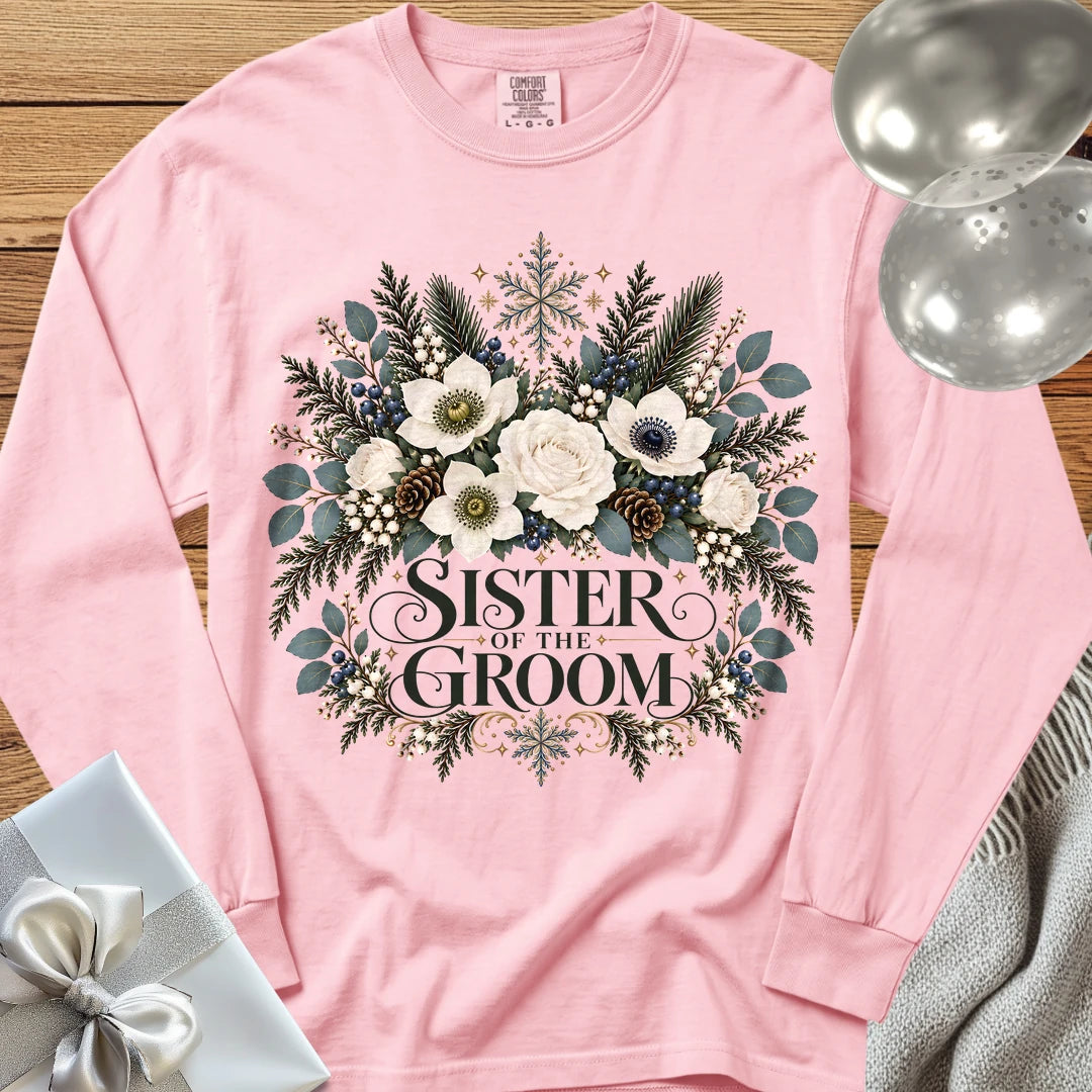 Sister of the Groom - Premium Winter Bouquet Wedding Long Sleeve T-Shirt - Blossom