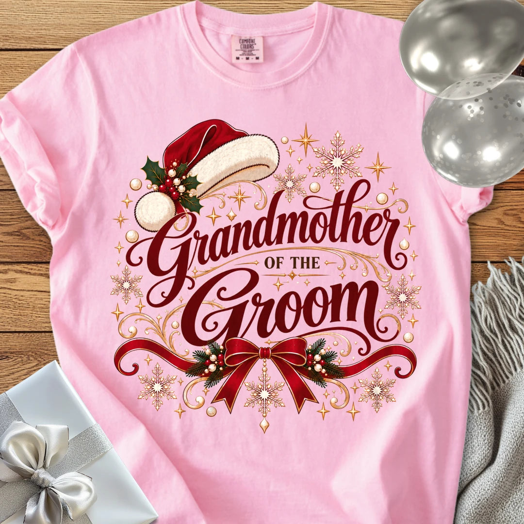 Grandmother of the Groom - Premium Christmas Wedding T-Shirt - Blossom
