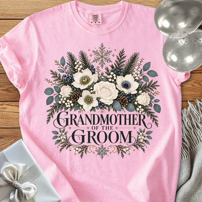Grandmother of the Groom - Premium Winter Bouquet Wedding T-Shirt - Blossom