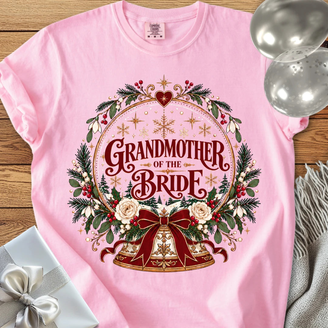 Grandmother of the Bride - Premium Snowglobe Wedding T-Shirt - Blossom