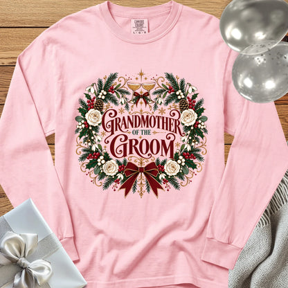 Grandmother of the Groom - Premium Winter Crest Wedding Long Sleeve T-Shirt - Blossom