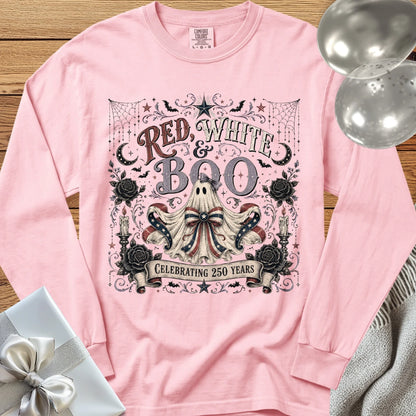 Red, White & Boo - Premium America 250 Halloween Long Sleeve T-Shirt - Blossom