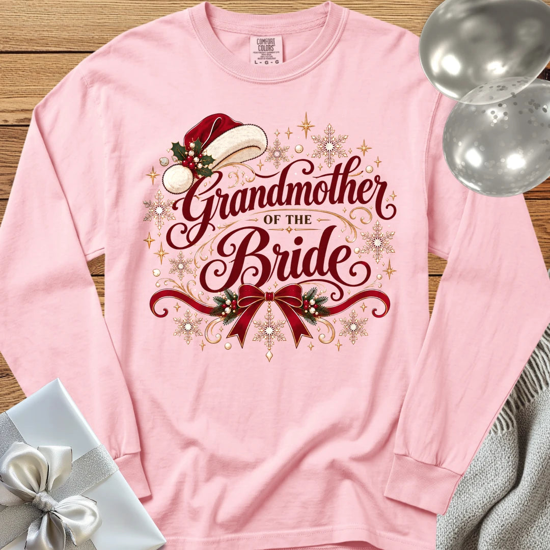 Grandmother of the Bride - Premium Christmas Long Sleeve Wedding T-Shirt - Blossom