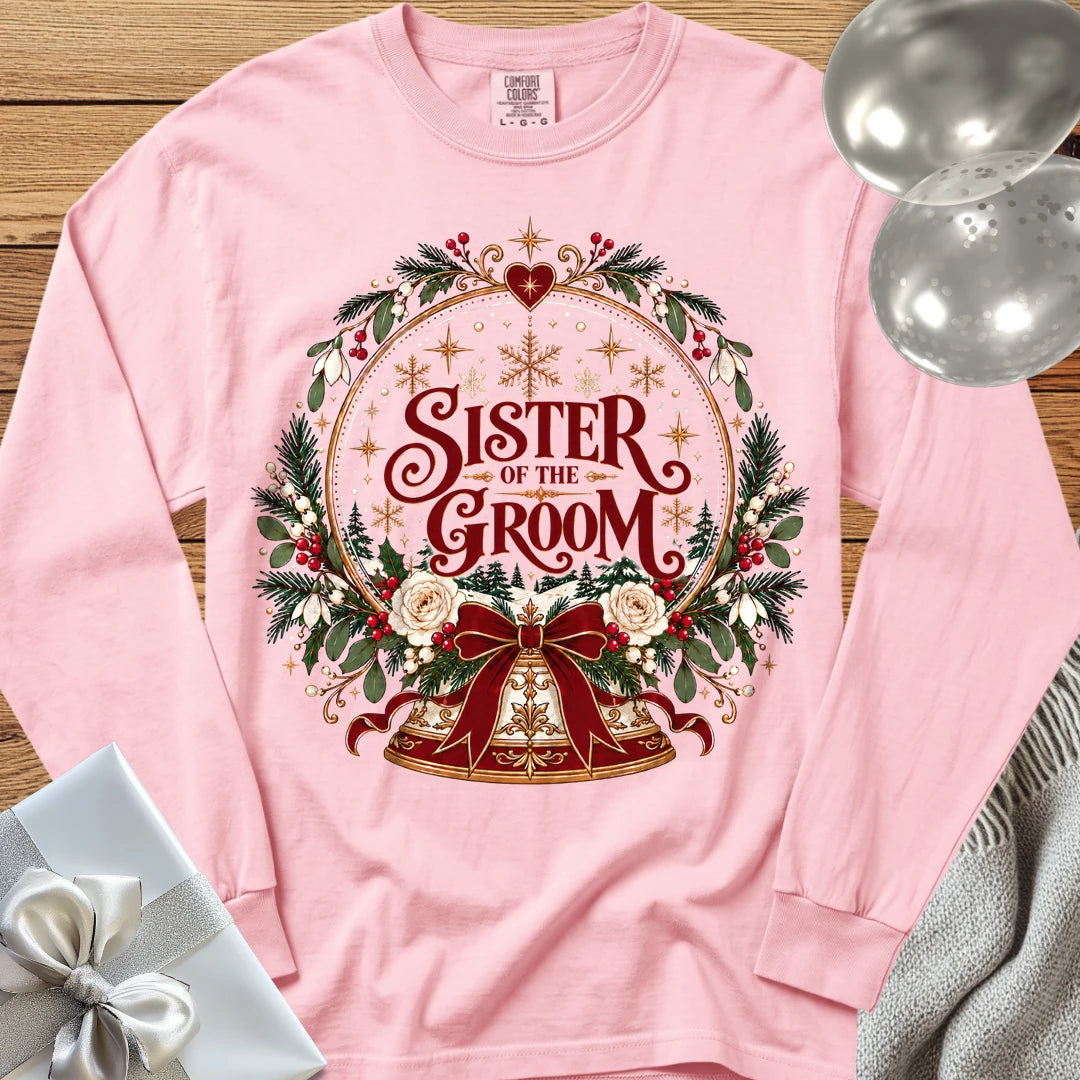 Sister of the Groom - Premium Snowglobe Wedding Long Sleeve T-Shirt - Blossom