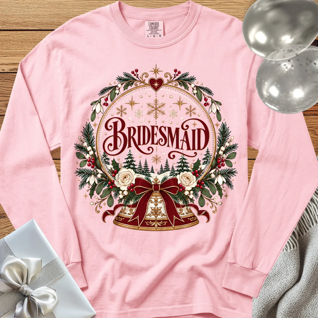Bridesmaid - Premium Snowglobe Wedding Long Sleeve T-Shirt - Blossom