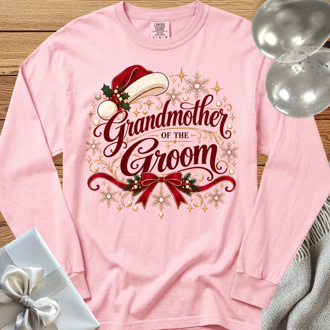 Grandmother of the Groom - Premium Christmas Long Sleeve Wedding T-Shirt - Blossom