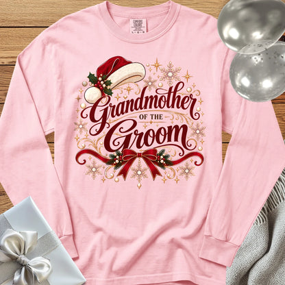 Grandmother of the Groom - Premium Christmas Long Sleeve Wedding T-Shirt - Blossom