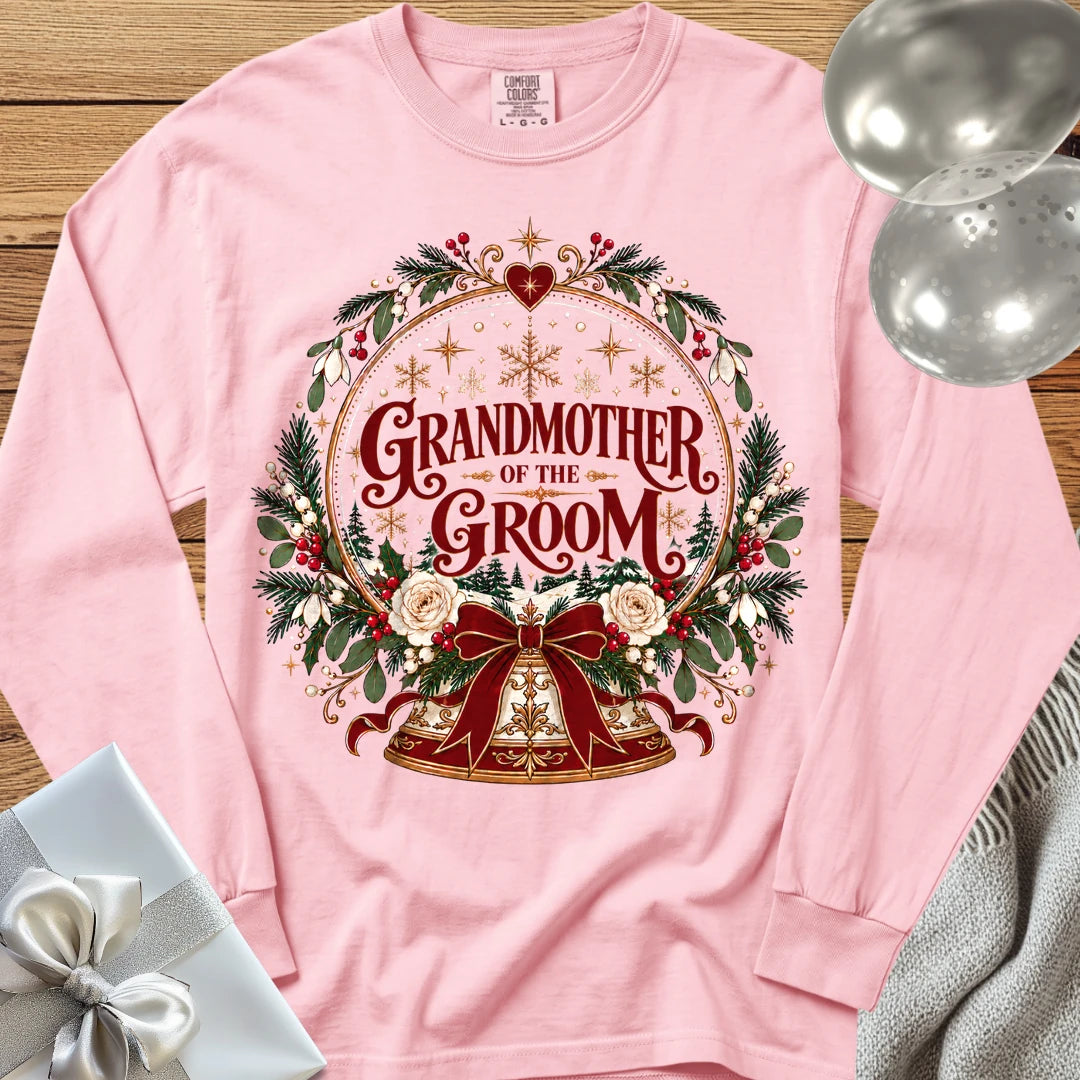 Grandmother of the Groom - Premium Snowglobe Wedding Long Sleeve T-Shirt - Blossom