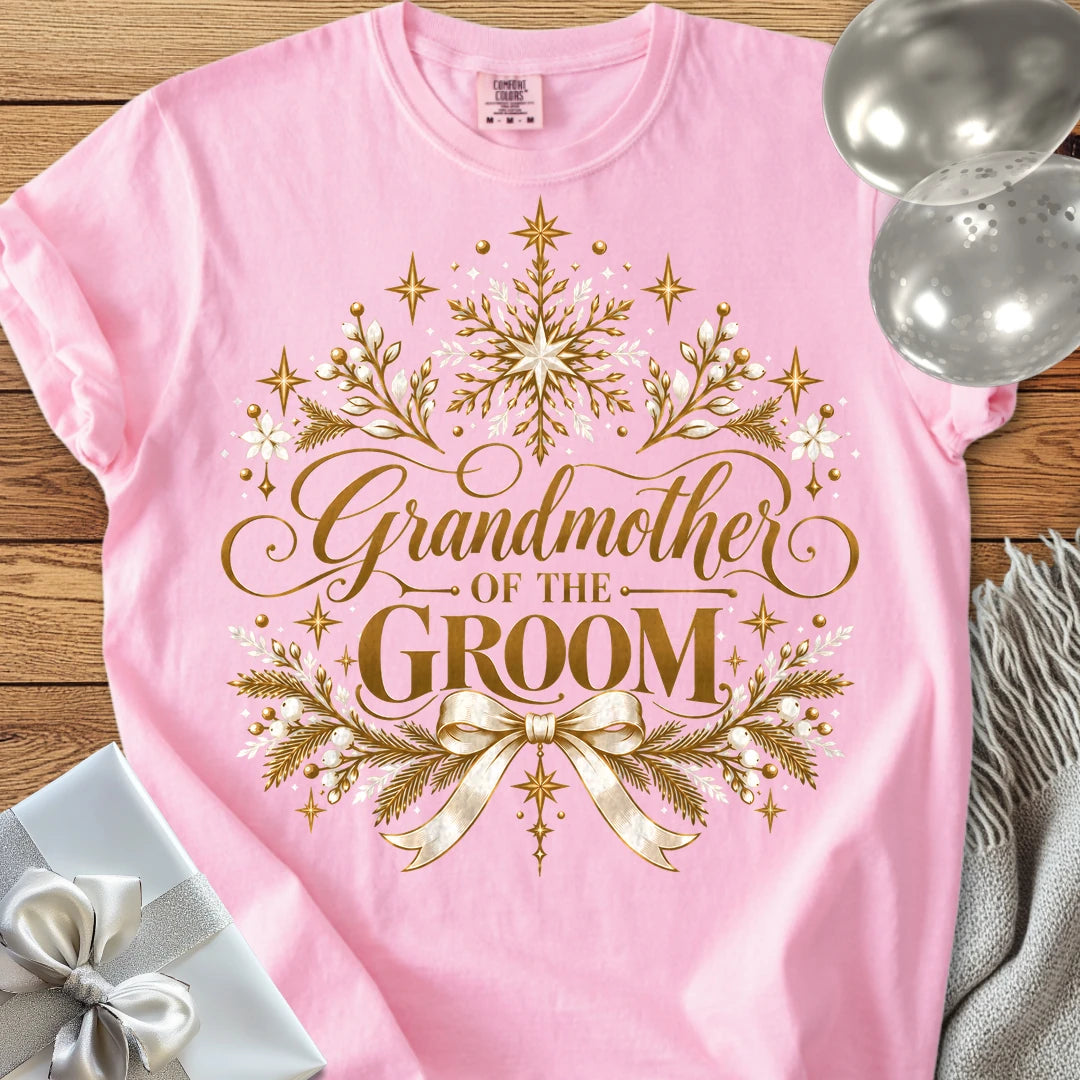 Grandmother of the Groom - Premium Winter Sparkle Wedding T-Shirt - Blossom