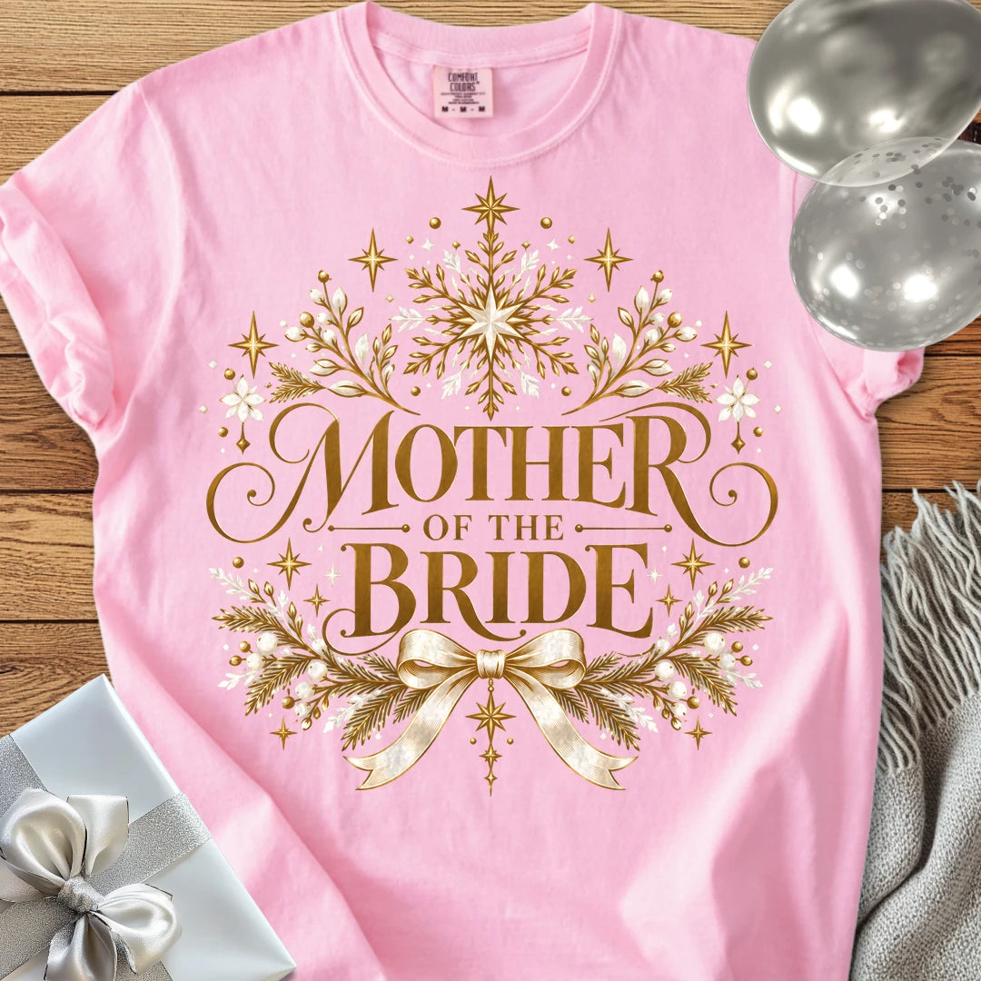 Mother of the Bride - Premium Winter Sparkle Wedding T-Shirt - Blossom