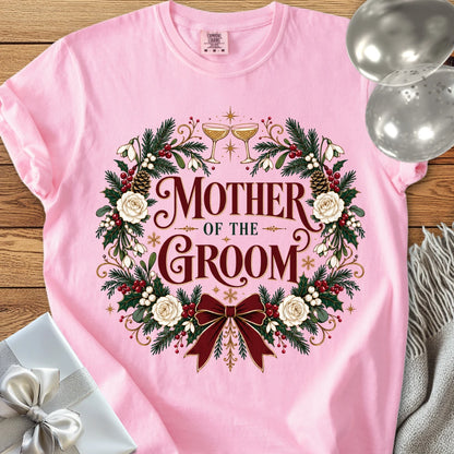 Mother of the Groom - Premium Winter Crest Wedding T-Shirt - Blossom