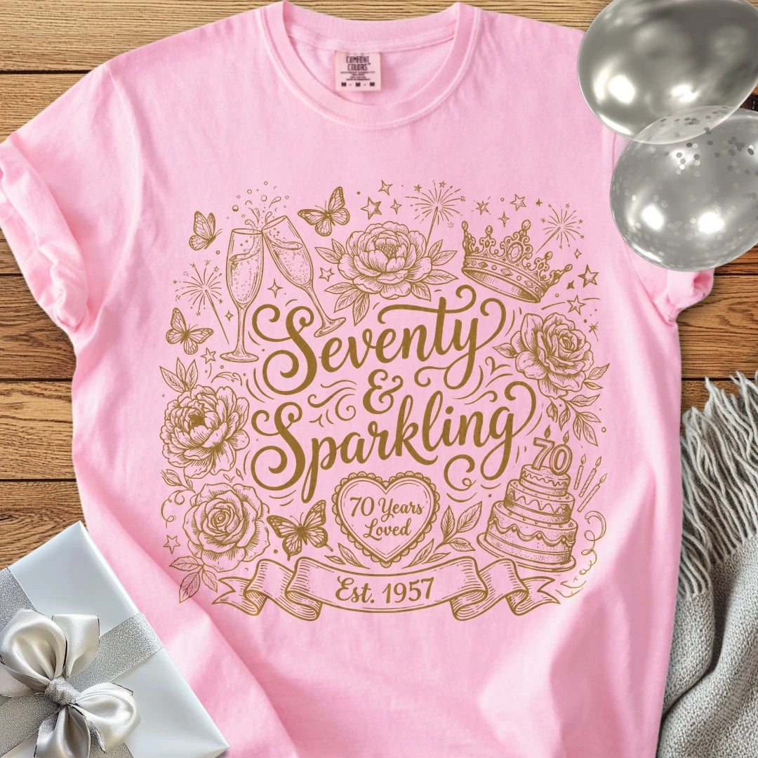 Seventy & Sparkling, Est. 1957 - Premium 70th Birthday T-Shirt - Blossom
