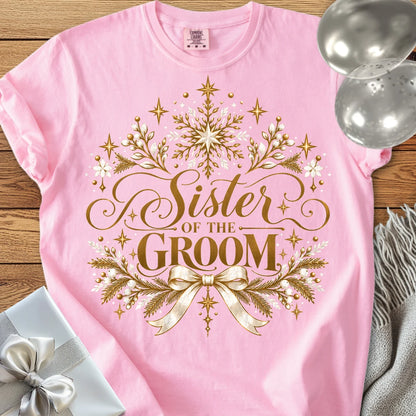 Sister of the Groom - Premium Winter Sparkle Wedding T-Shirt - Blossom