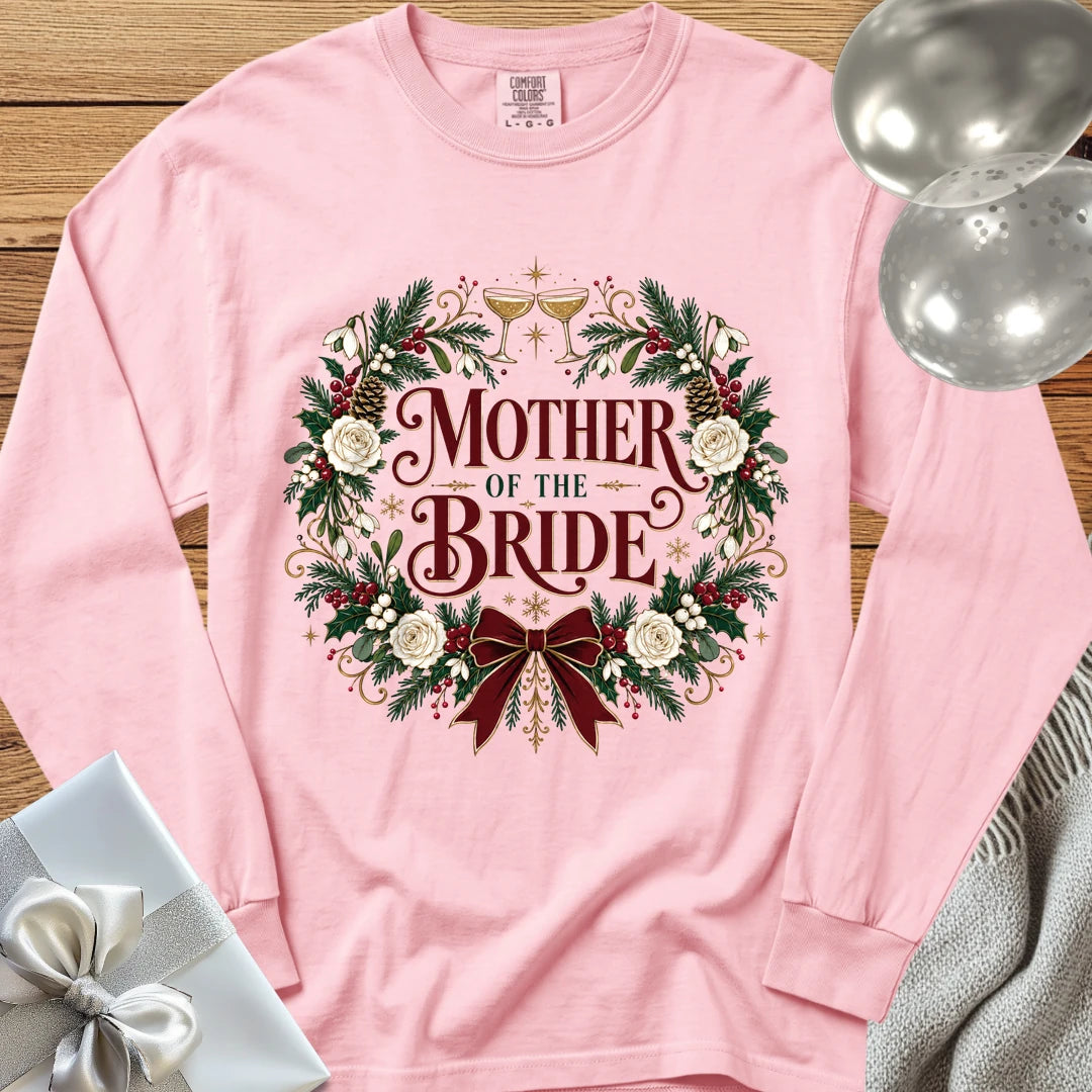 Mother of the Bride - Premium Winter Crest Wedding Long Sleeve T-Shirt - Blossom