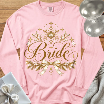 Bride - Premium Winter Sparkle Wedding Long Sleeve T-Shirt - Blossom