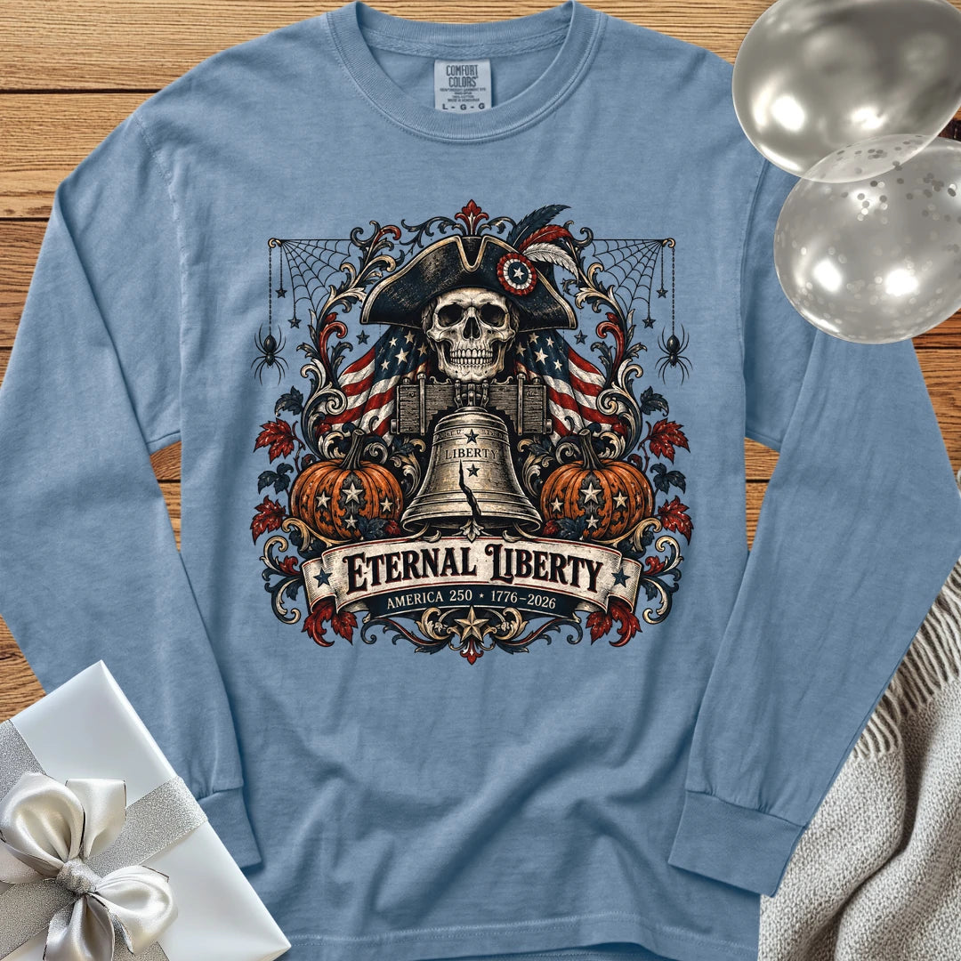 Eternal Liberty - Premium America 250 Halloween Long Sleeve T-Shirt - Blue Jean