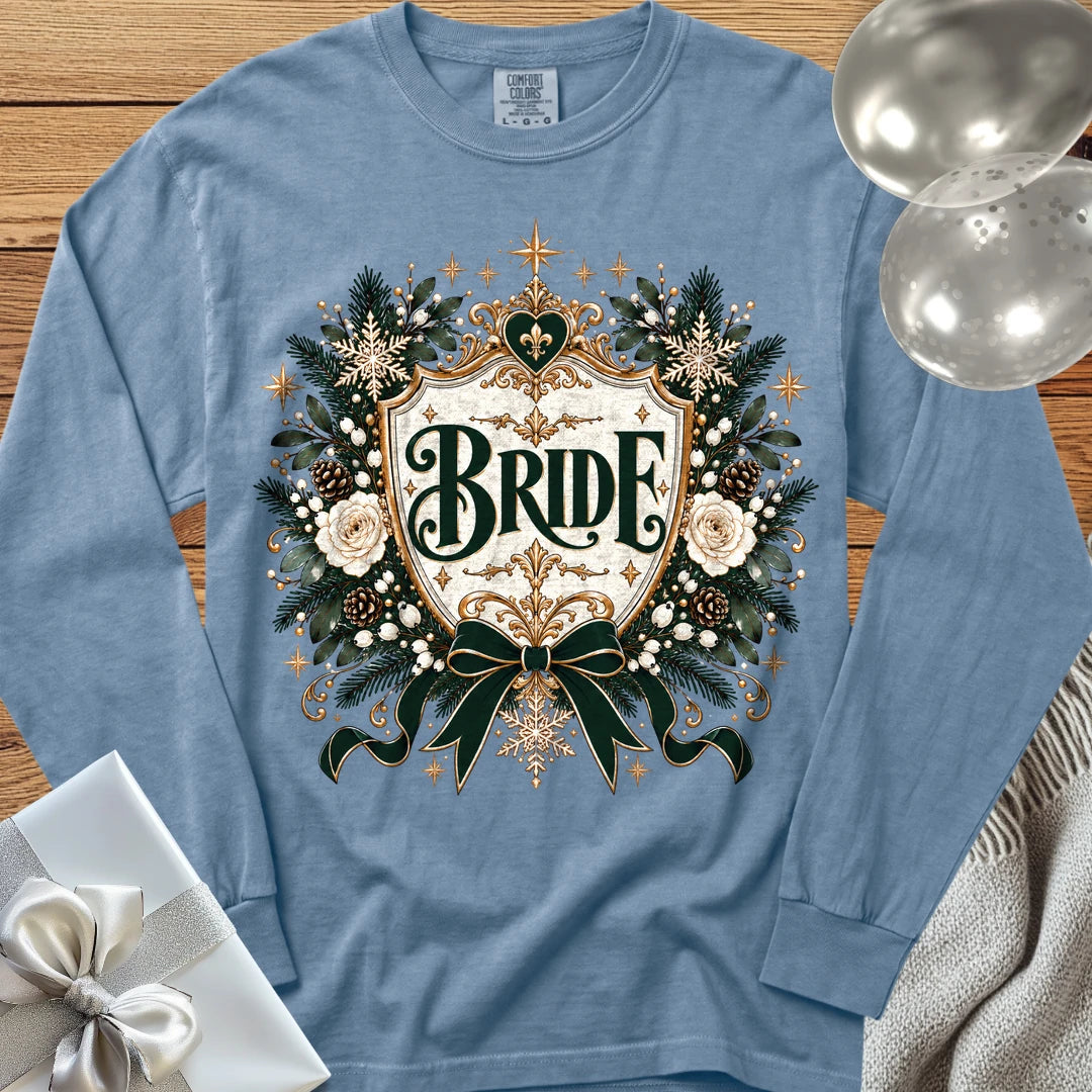 Bride - Premium Winter Heirloom Wedding Long Sleeve T-Shirt - Blue Jean
