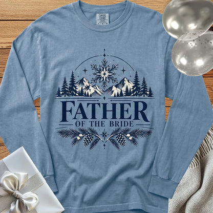 Father of the Bride - Premium Winter Peaks Wedding Long Sleeve T-Shirt - Blue Jean